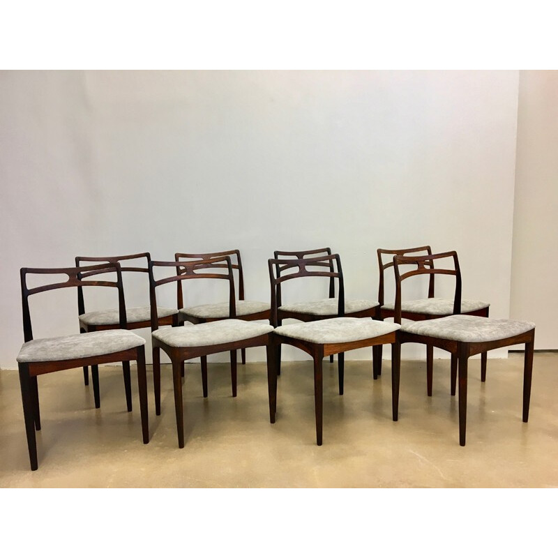 Suite de 8 chaises à repas danoises en palissandre par Johannes Andersen pour Christian Linneberg - 1960