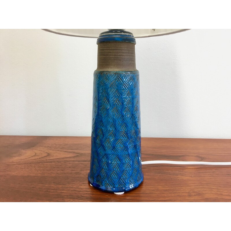 Large Table Lamp in Stoneware with Turquoise Colored Glazing by Nils Kähler for HAK - 1960s
