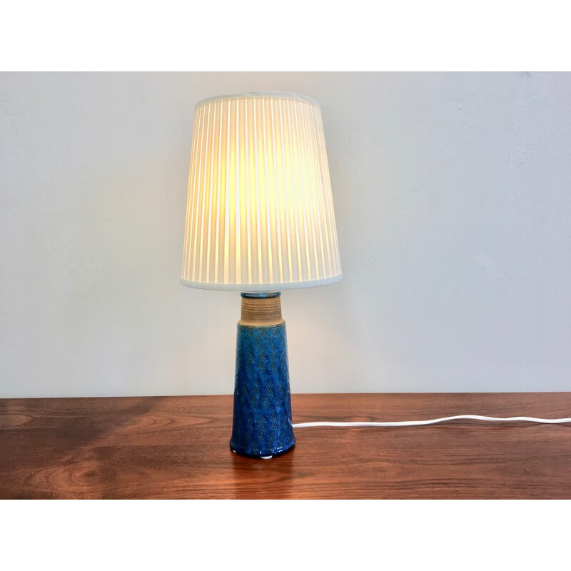 Grande Lampe de Table en Grès avec Vitrage de Couleur Turquoise par Nils Kähler pour HAK - 1960