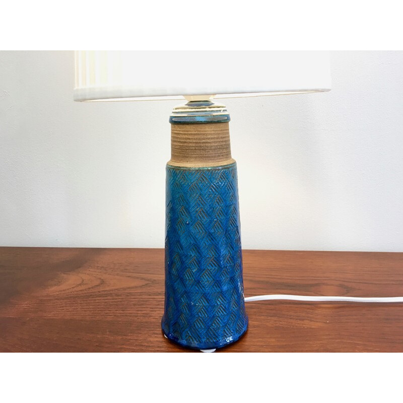 Large Table Lamp in Stoneware with Turquoise Colored Glazing by Nils Kähler for HAK - 1960s