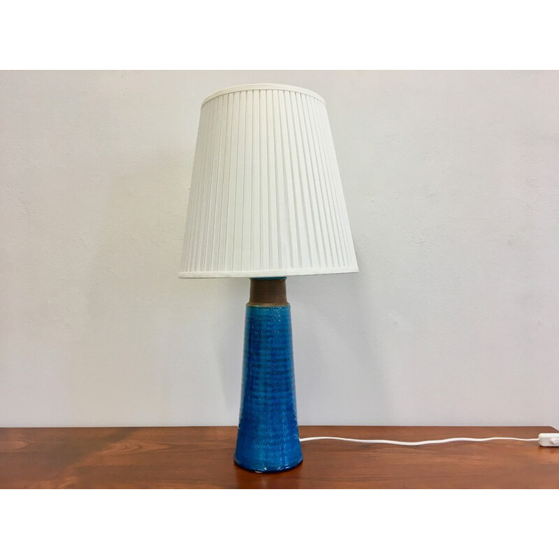Grande Lampe de Table en Grès avec Vitrage de Couleur Turquoise par Nils Kähler - 1960