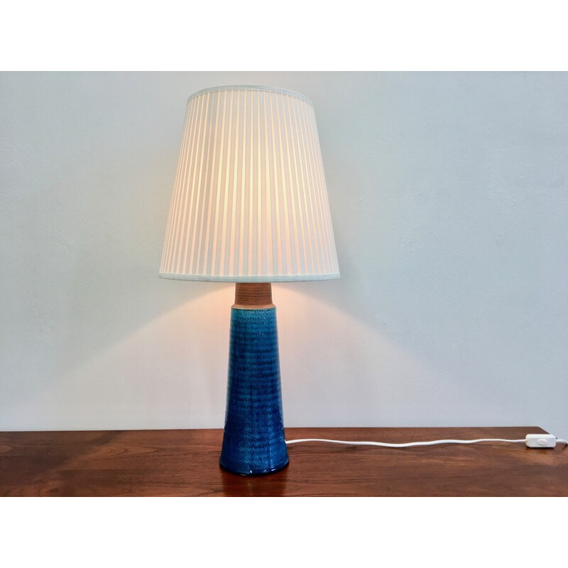 Grande Lampe de Table en Grès avec Vitrage de Couleur Turquoise par Nils Kähler - 1960