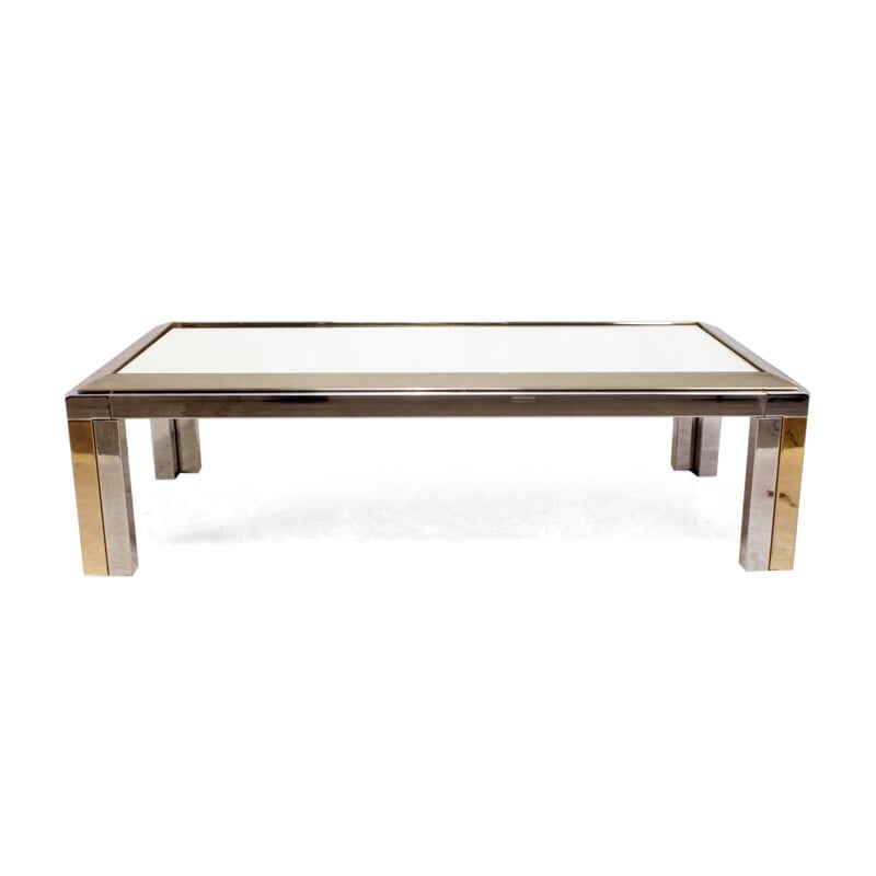 Italian coffee table in Brass and Chrome - 1970s