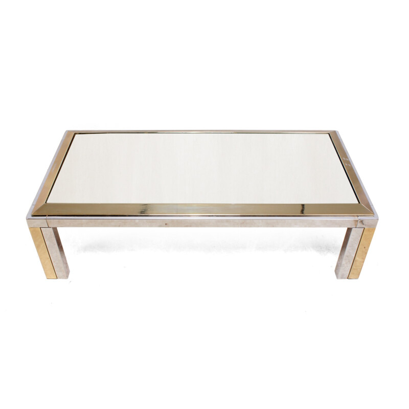 Italian coffee table in Brass and Chrome - 1970s