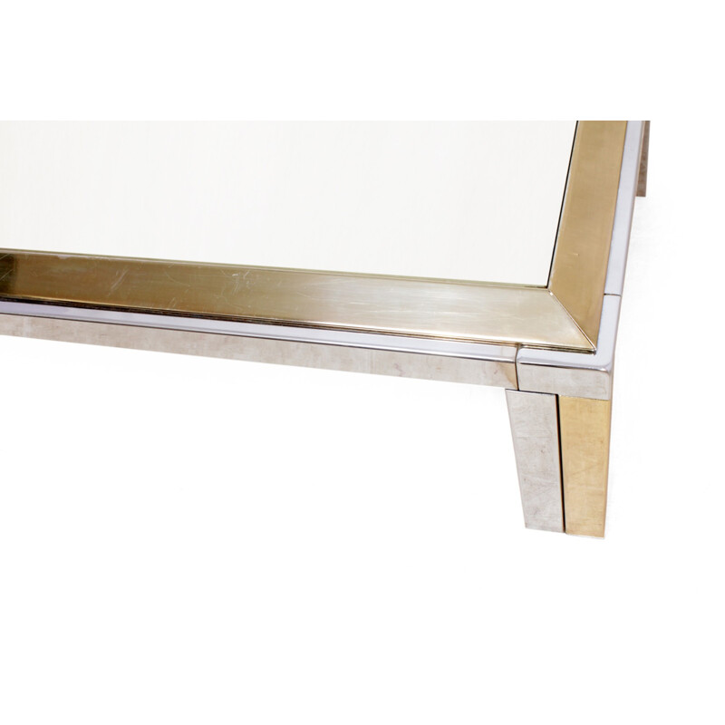 Italian coffee table in Brass and Chrome - 1970s