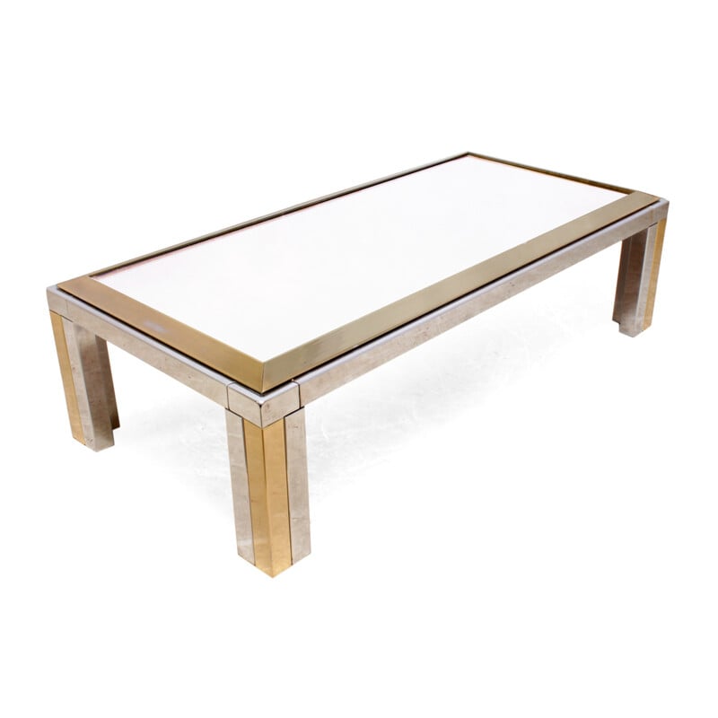 Italian coffee table in Brass and Chrome - 1970s