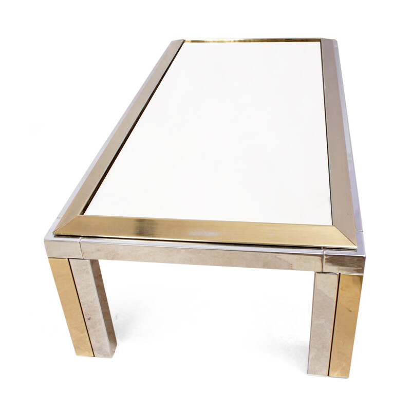 Italian coffee table in Brass and Chrome - 1970s