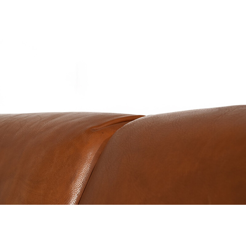 2-Seater So"Fatboy" in natural Cognac Leather by Molinari Italy - 1980s