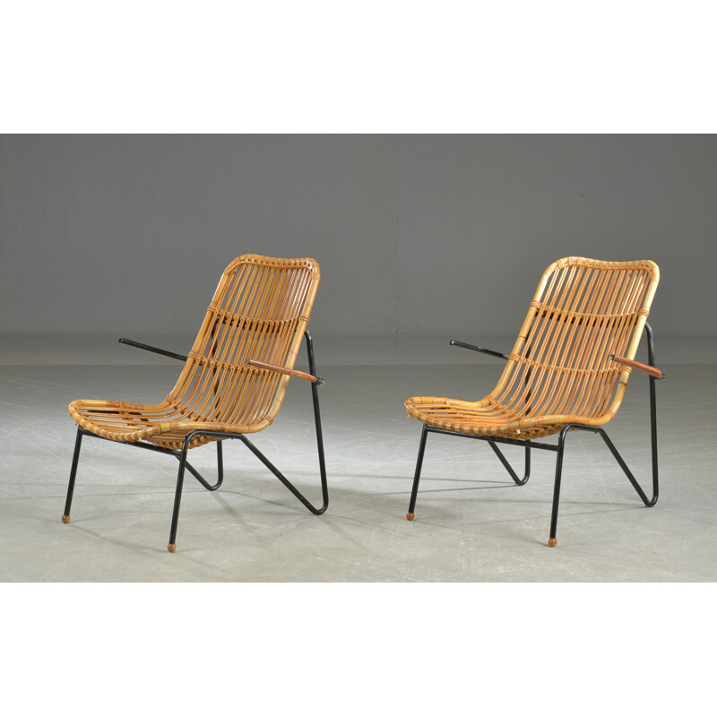 Set of 2 vintage Bamboo armchairs by Laurids Lønborg - 1960s