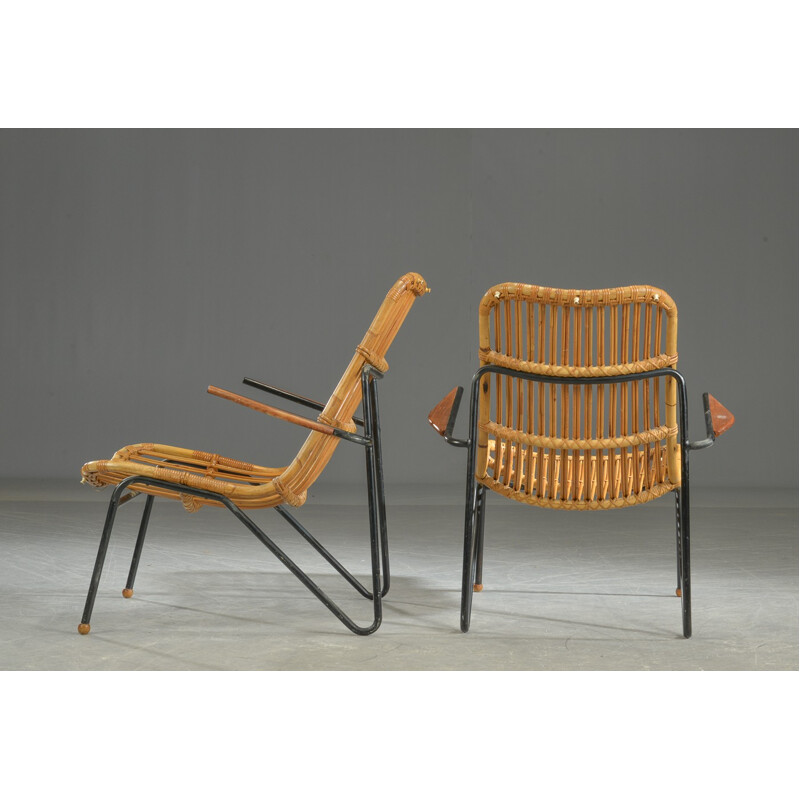 Set of 2 vintage Bamboo armchairs by Laurids Lønborg - 1960s