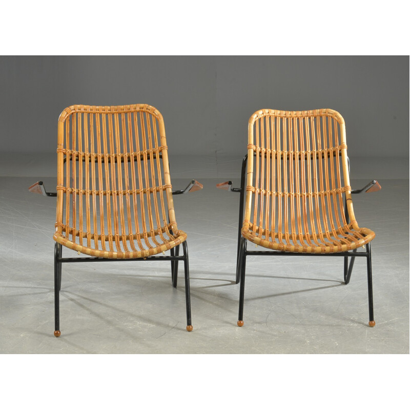 Set of 2 vintage Bamboo armchairs by Laurids Lønborg - 1960s