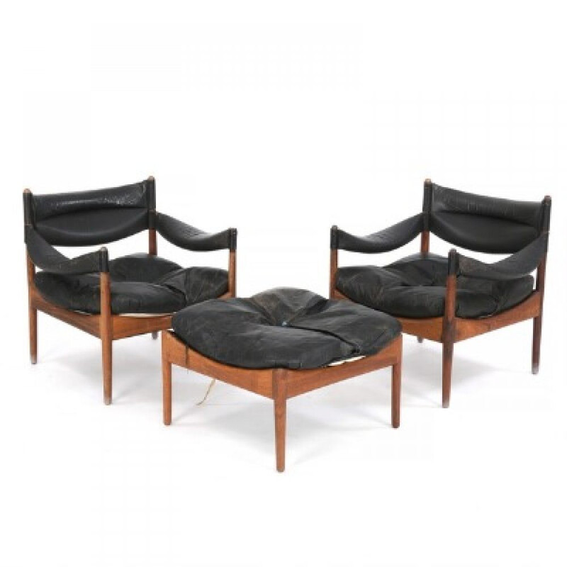 Set of 2 "Modus" armchairs & 1 ottoman by Kristian S. Vedel for Søren Willadsen - 1963