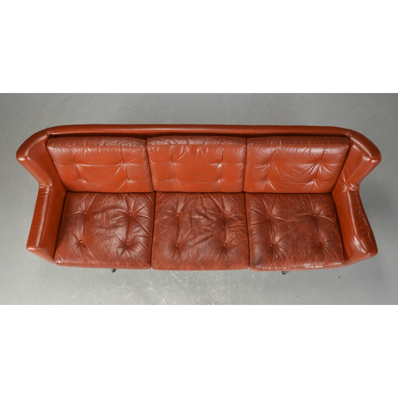 3 seater leather sofa by Skjold Sørensen - 1960s