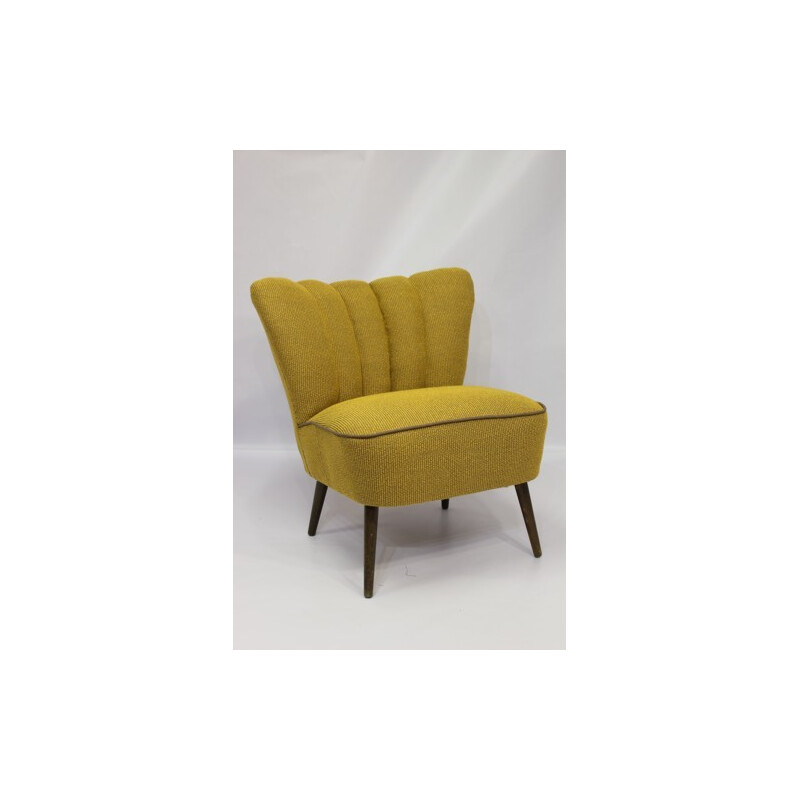 Fauteuil cocktail vintage jaune - 1950