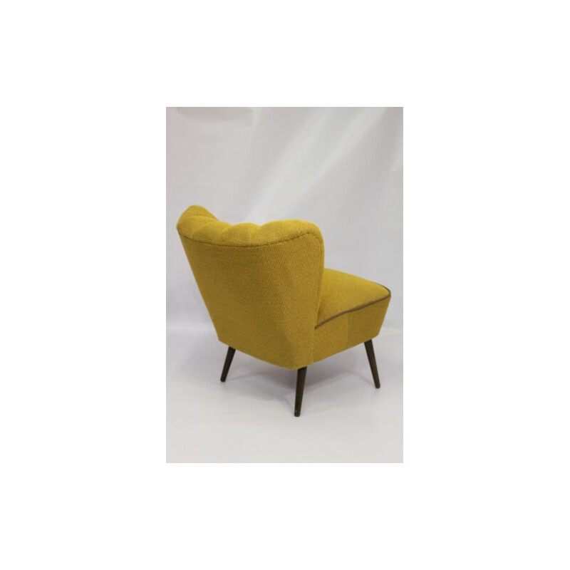 Fauteuil cocktail vintage jaune - 1950