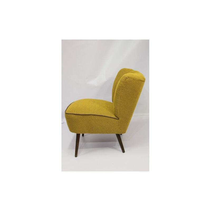 Fauteuil cocktail vintage jaune - 1950