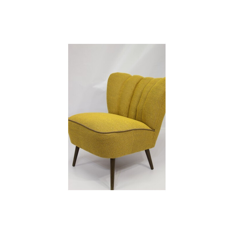 Fauteuil cocktail vintage jaune - 1950