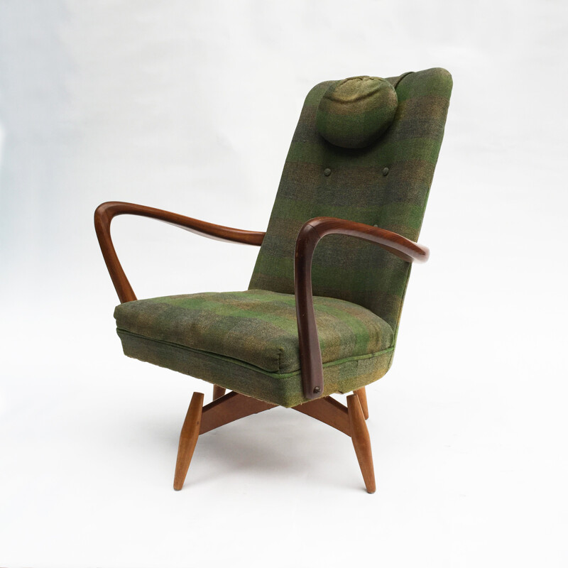 Vintage Swivel Teak Armchair - 1950s