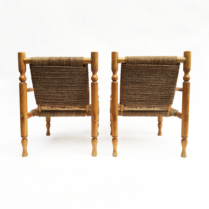 Suite de 2 Fauteuils Vintage en bois de frêne - 1950