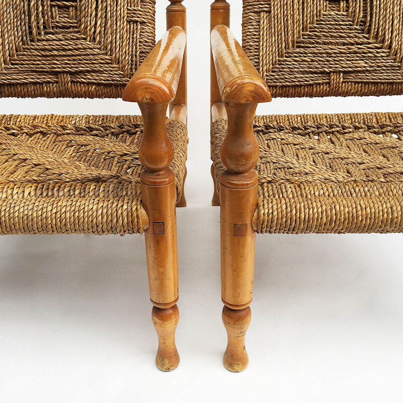 Suite de 2 Fauteuils Vintage en bois de frêne - 1950