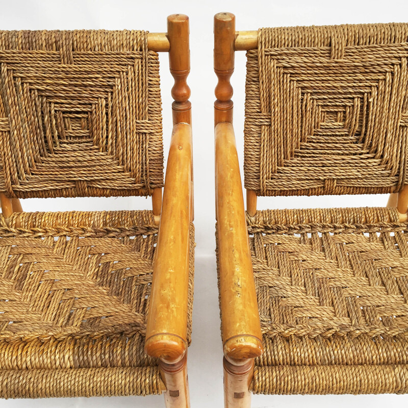 Set of 2 Vintage Wood Armchairs - 1950s