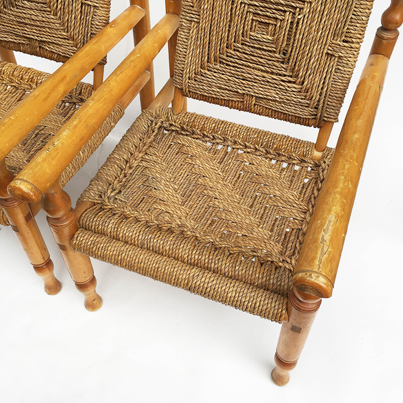 Set of 2 Vintage Wood Armchairs - 1950s