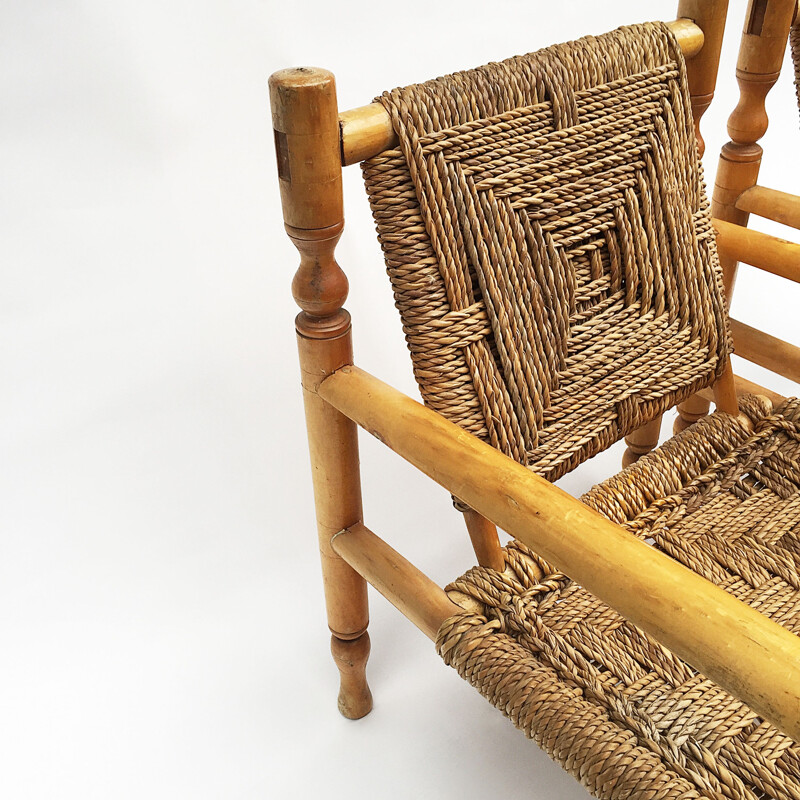 Set of 2 Vintage Wood Armchairs - 1950s