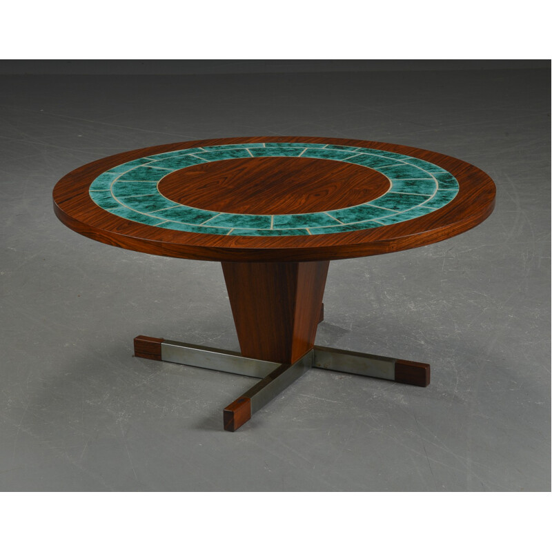 Table basse ronde en palissandre - 1960