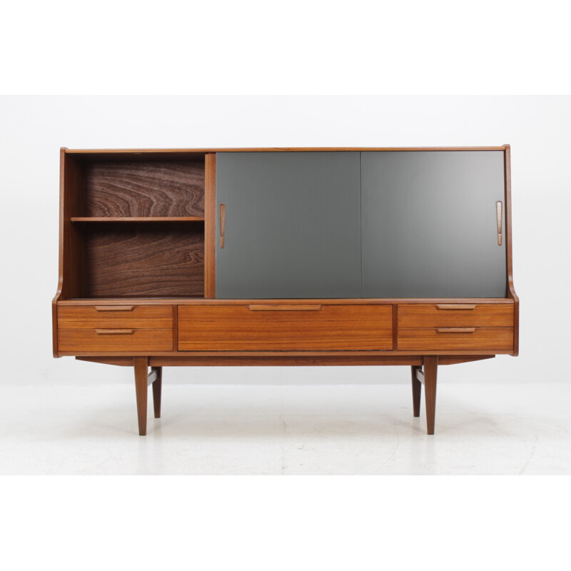 Vintage Danish Teak Highboard with 4 sliding doors - 1960s