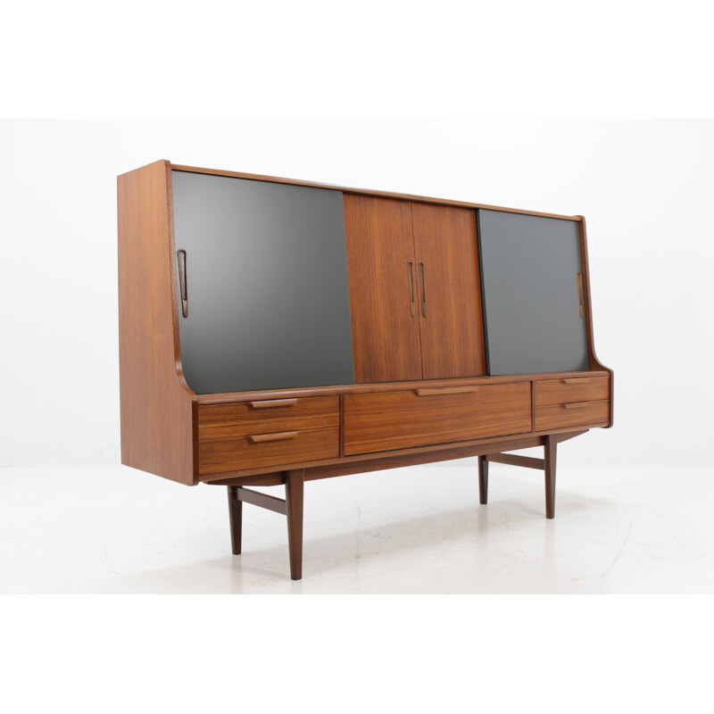 Vintage Danish Teak Highboard with 4 sliding doors - 1960s