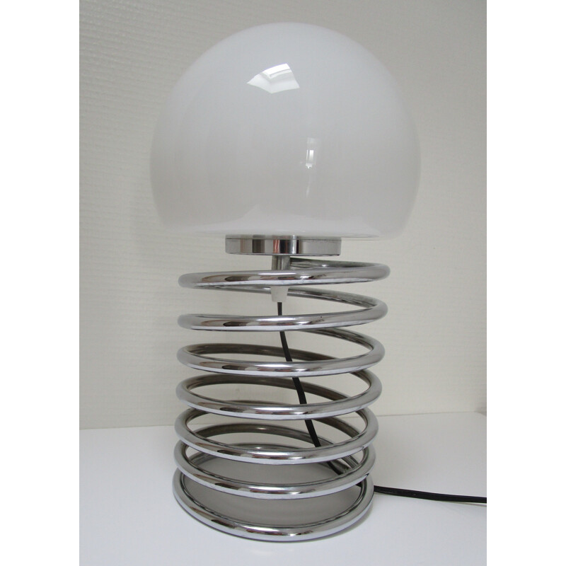 Lampe ressort en acier chromé vintage - 1970