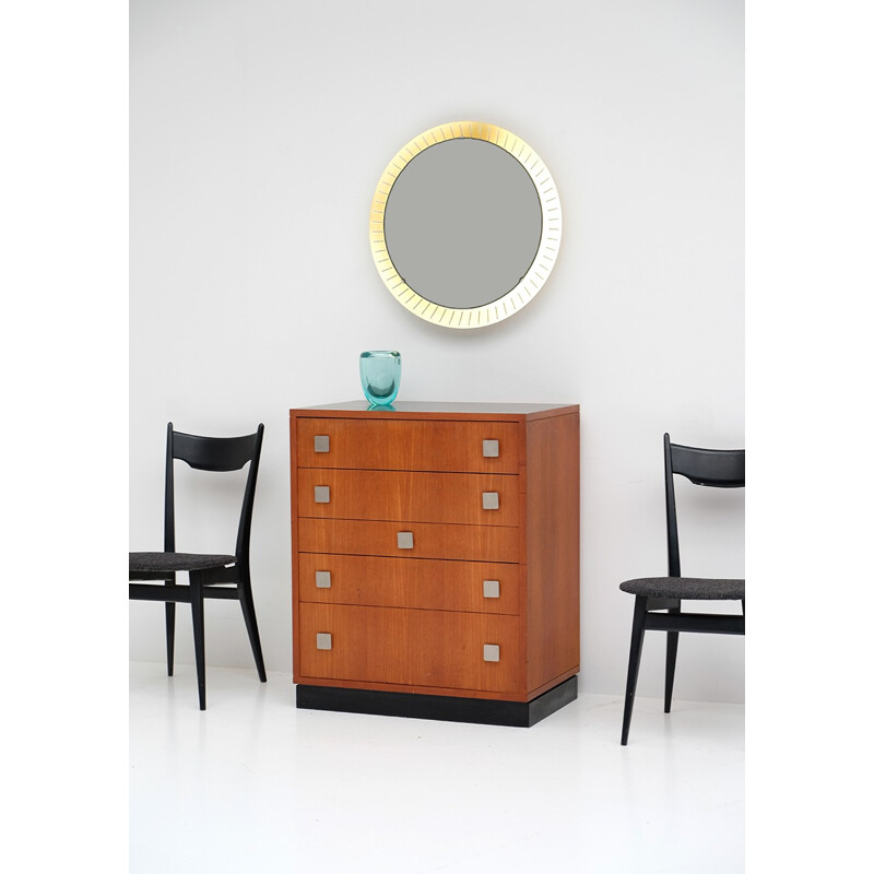 Vintage teakwood veneer chest of drawers by Alfred Hendrickx - 1960s