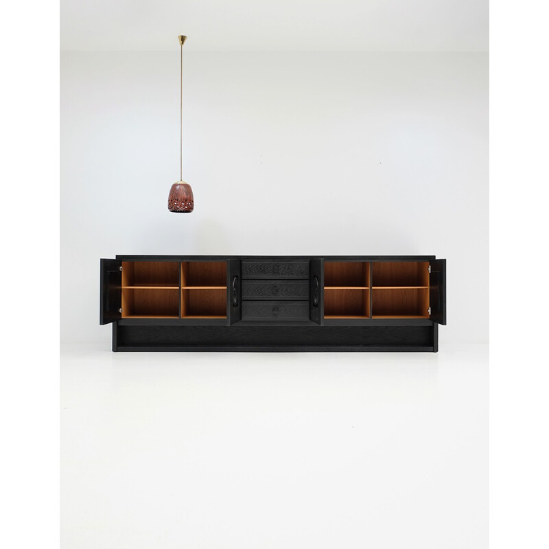 Vintage black brutalist sideboard - 1970s