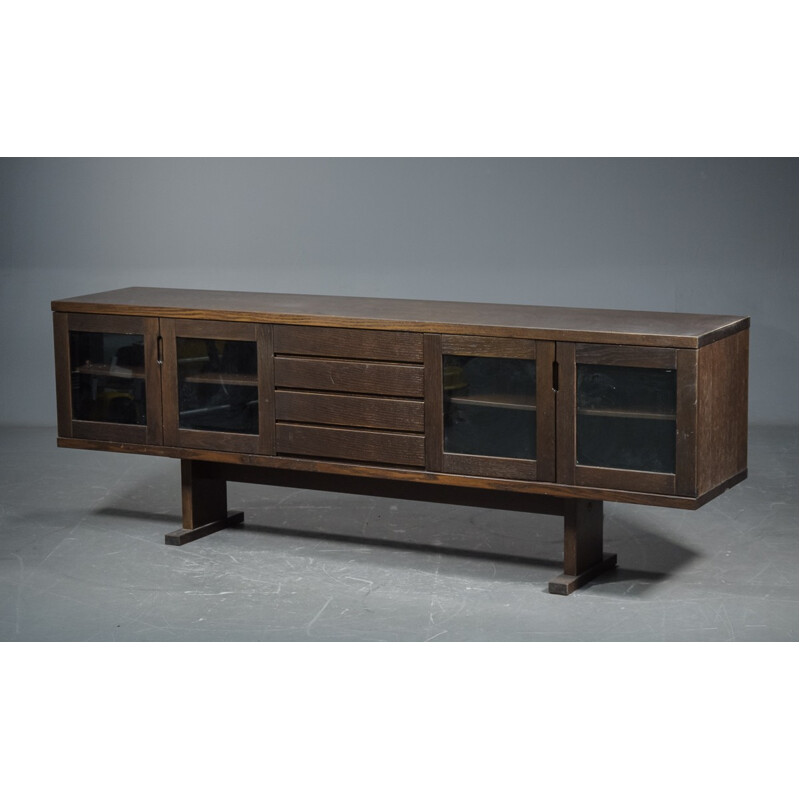 Vintage oak sideboard with 4 drawers - 1960s