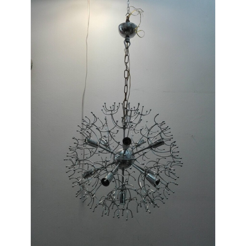 Lampadario vintage a 11 luci sputnik di Gaetano Sciolari, 1960