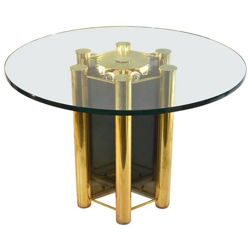 Vintage Round Dining Table in Brass - 1960s