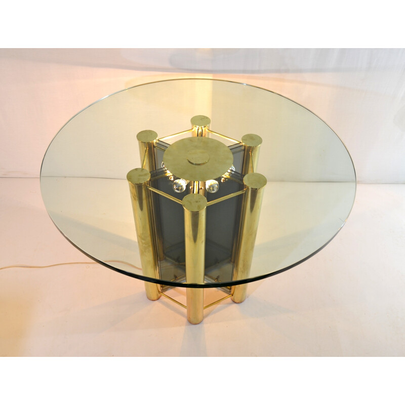 Vintage Round Dining Table in Brass - 1960s