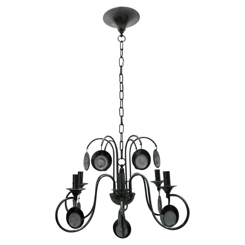 Vintage Metal Chandelier by Sciolari - 1970s