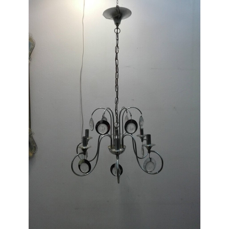 Vintage Metal Chandelier by Sciolari - 1970s