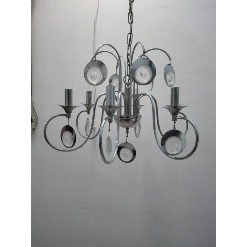 Vintage Metal Chandelier by Sciolari - 1970s