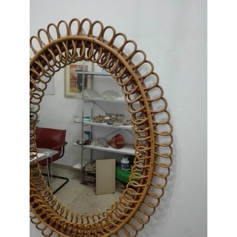 Rattan and wicker Vintage Mirror - 1950s