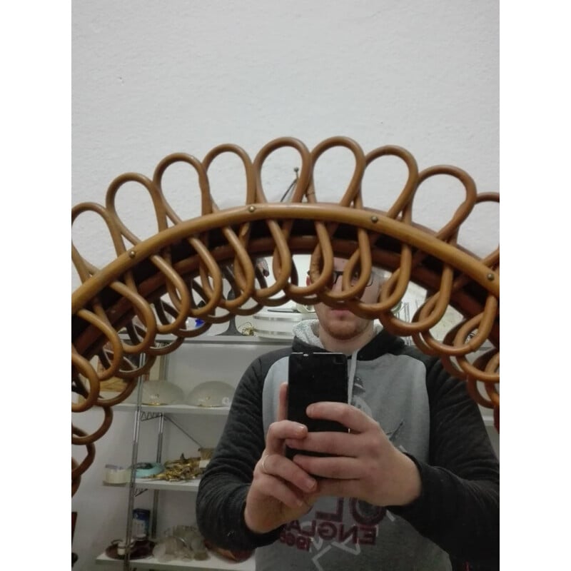 Rattan and wicker Vintage Mirror - 1950s