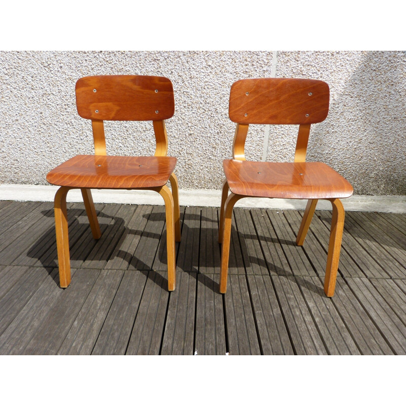 Mid century modern desk and two children’s chairs - 1950s