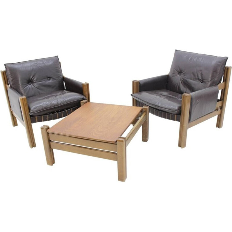 Vintage Scandinavian Living Set Chairs and Table - 1970s