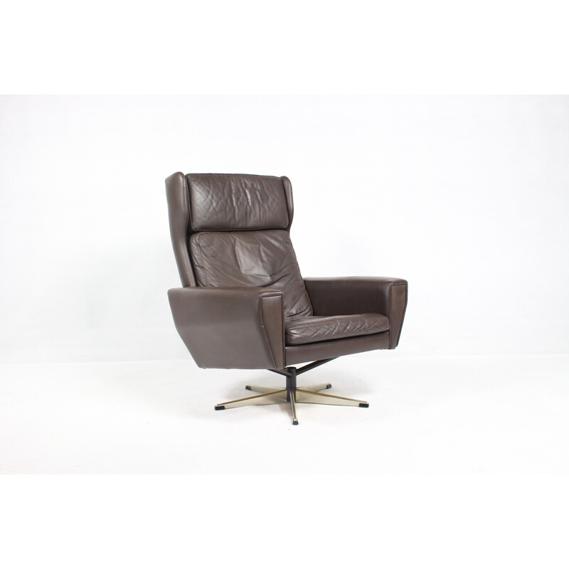 Vintage Leather Swivel armchair by Georg Thams - 1970s