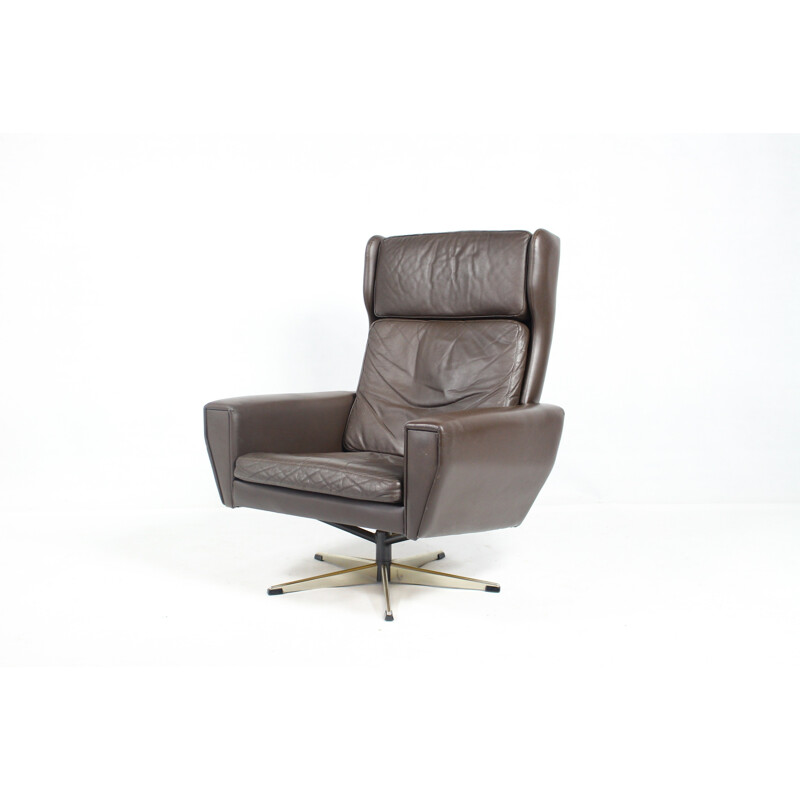 Vintage Leather Swivel armchair by Georg Thams - 1970s
