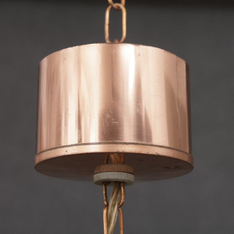 Vintage copper and black metal pendant lamp by Werner Schou - 1960s