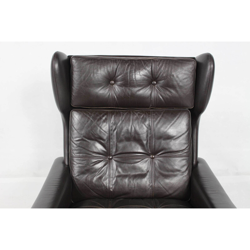 Vintage Leather Swivel Chair by Svend Skipper - 1970s