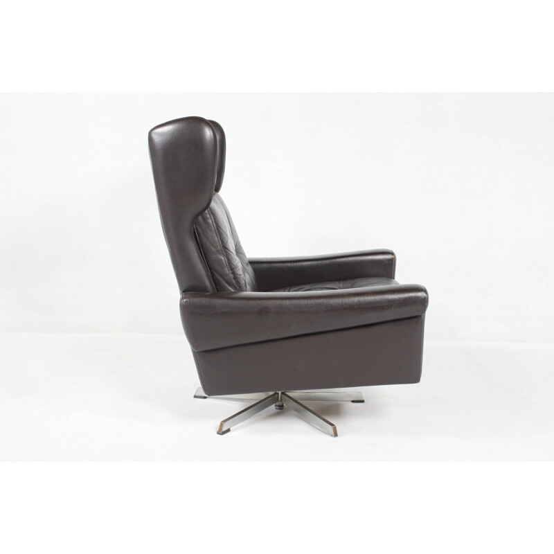 Vintage Leather Swivel Chair by Svend Skipper - 1970s