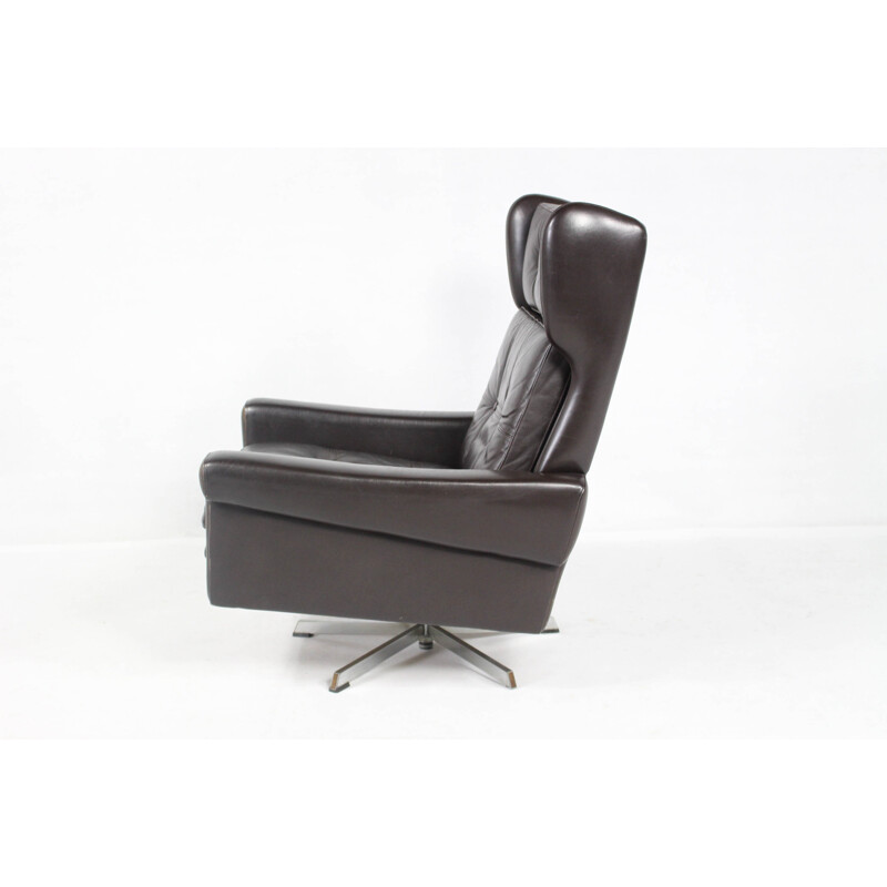 Vintage Leather Swivel Chair by Svend Skipper - 1970s